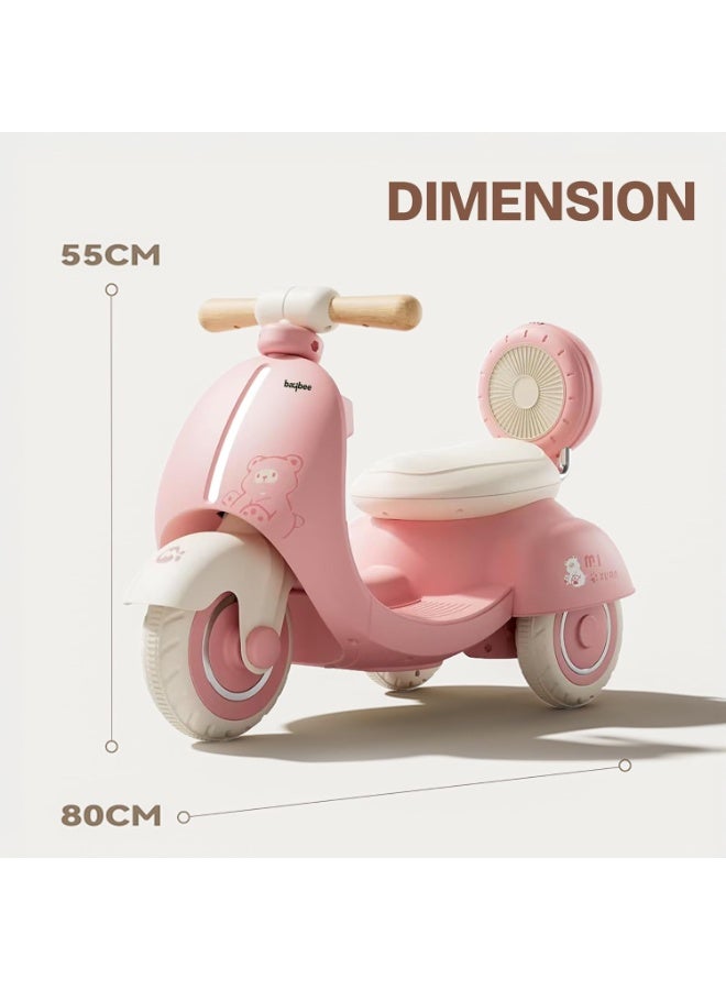 BAYBEE Teddio Electric Bike for Kids, Children's Bike with Led Light, Music & Foot Accelerator | Kids Bike Ride on Scooter Battery Bike for Toddlers | Baby Bike Battery Operated Bike for Kids Boys Girls 1 to 4 Years Pink - Image 3